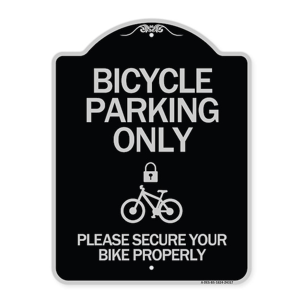 Bicycle Parking Please Secure Your Bike Properly Heavy-Gauge Aluminum Sign, 24" x 18", BS-1824-24317